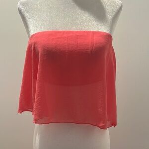 Tyche Pink Strapless Crop Top Sz small